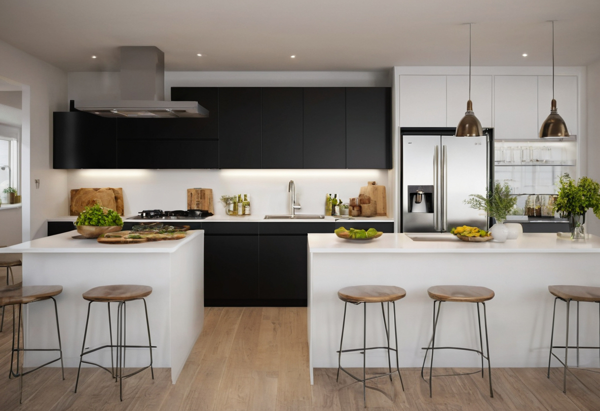 Practical visual for Color quality, CCT, gloss, and controls change how white and black cabinets appear